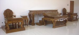 set furniture kayu meja kursi lantai oriental cina